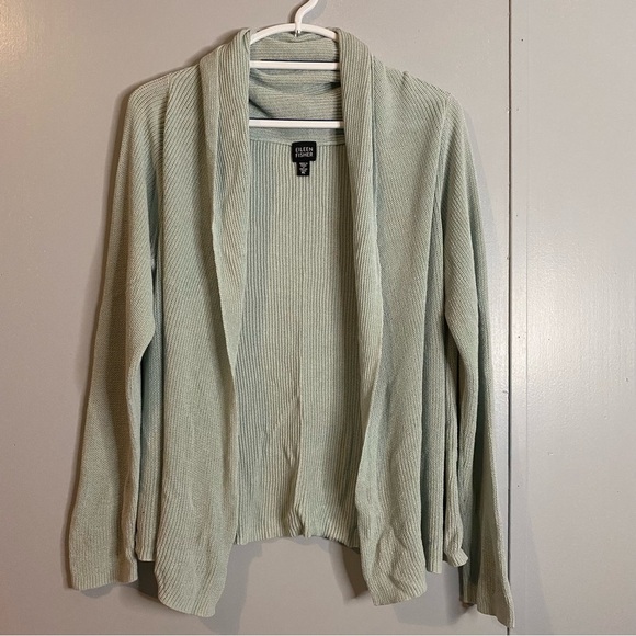 Eileen Fisher Mint Green Knit Open Front Cardigan Sweater Size XL - Picture 1 of 5